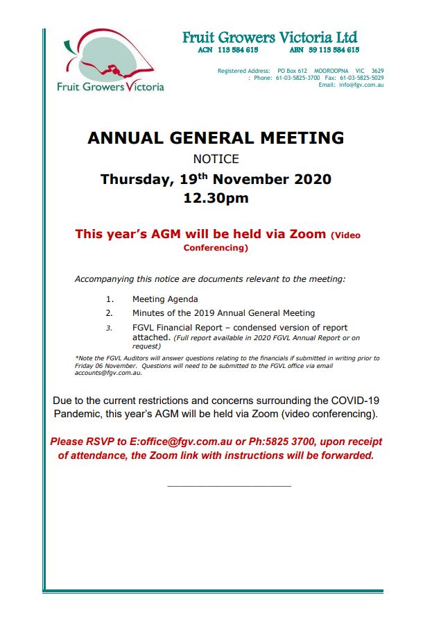 FGV AGM Notice 2020