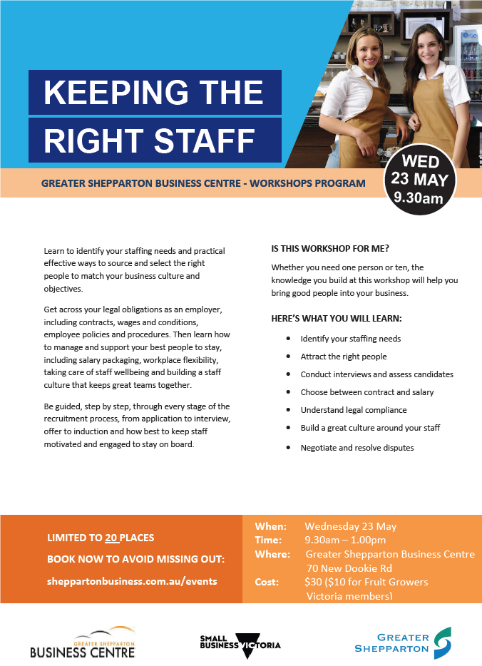 Keeping the right staff workshop flyer