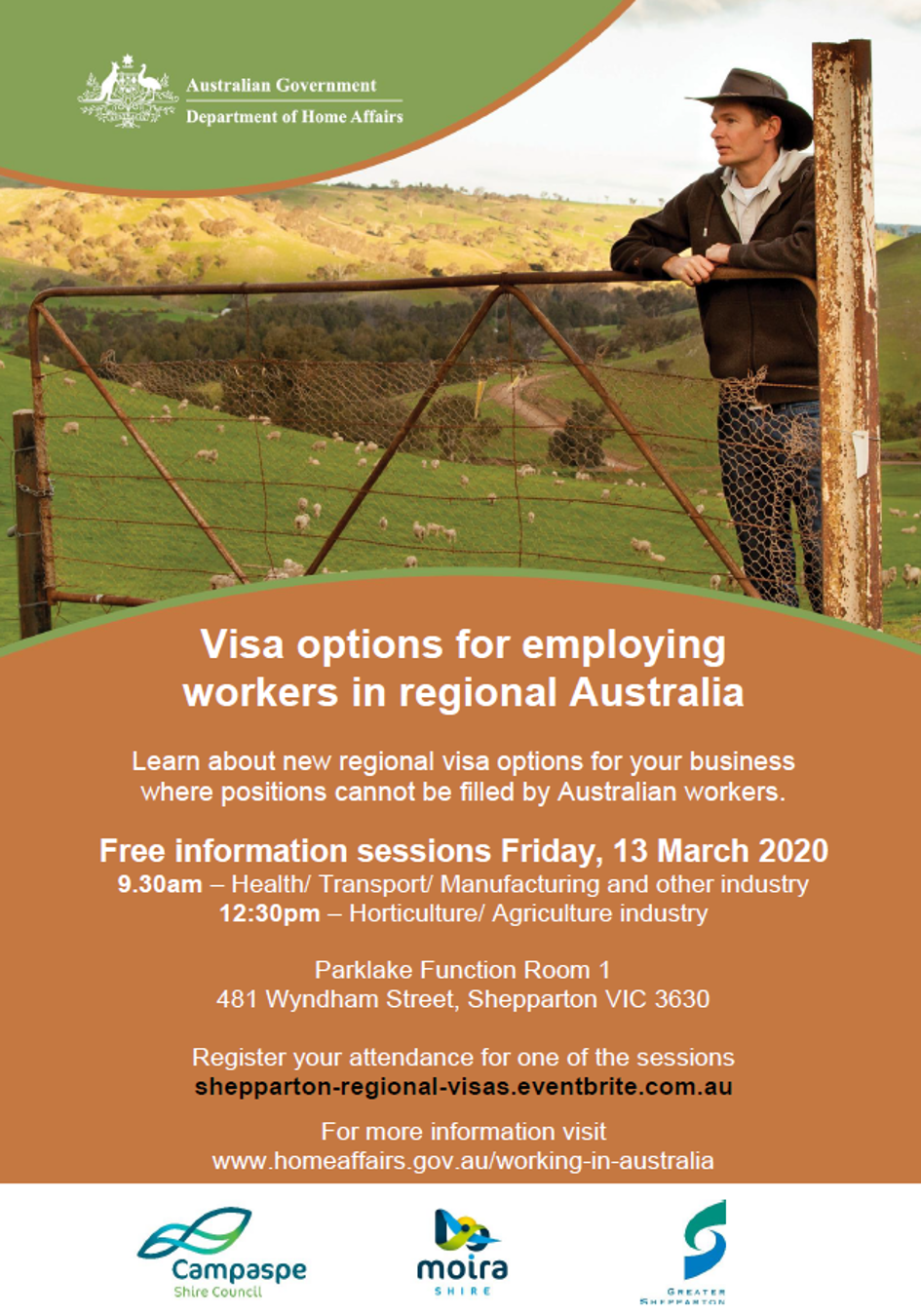 Visa options for employing workers in regional Australia info session flyer
