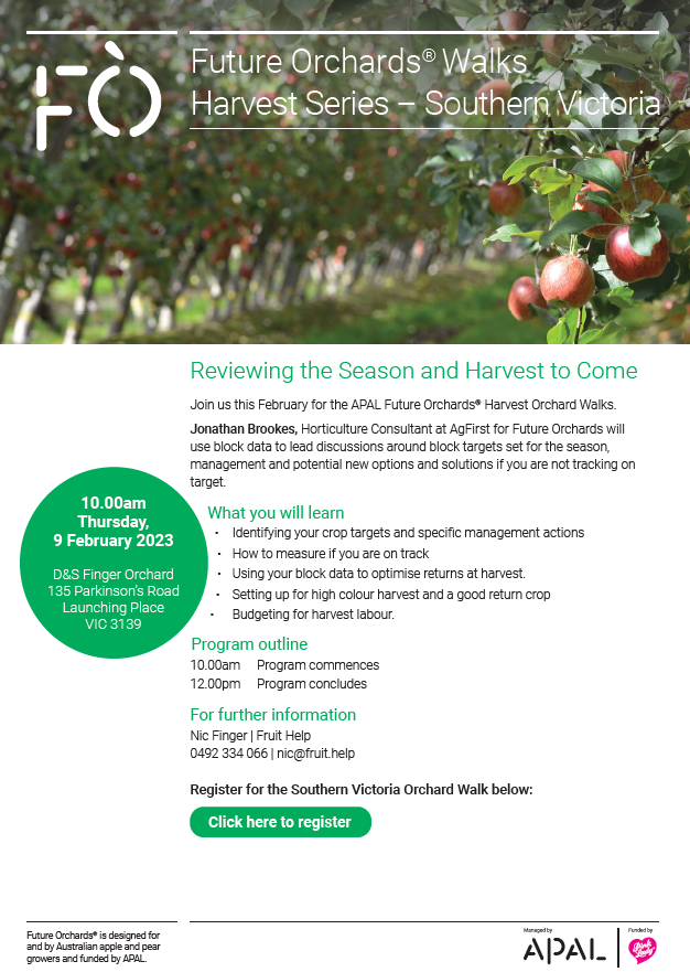 Future Orchards® Walks Harvest Series – Southern Victoria: Thursday 9th February 2023 @ 10:00am