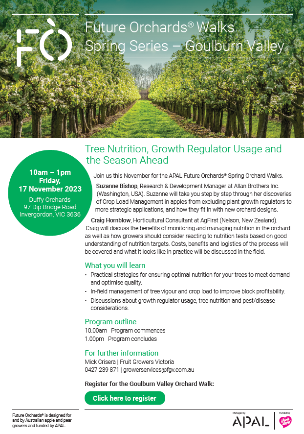 Future Orchard Walks Spring Series- Goulburn Valley: Friday 17th November from 10:00am-1:00pm