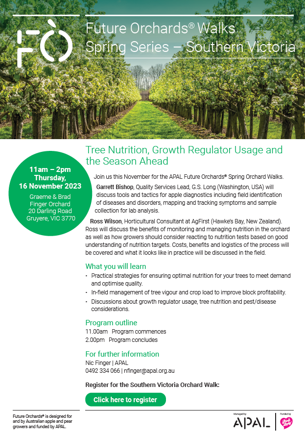 Future Orchards Walks Spring Series- Southern Victoria: Thursday 16th November from 11:00am-2:00pm