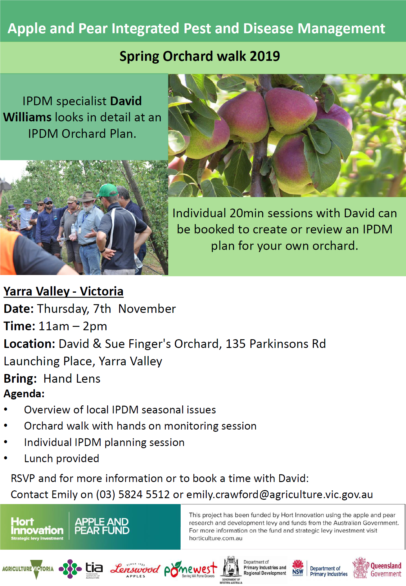 Apple and Pear Integrated Pest and Disease Management Workshop- 7th November, Yarra Valley