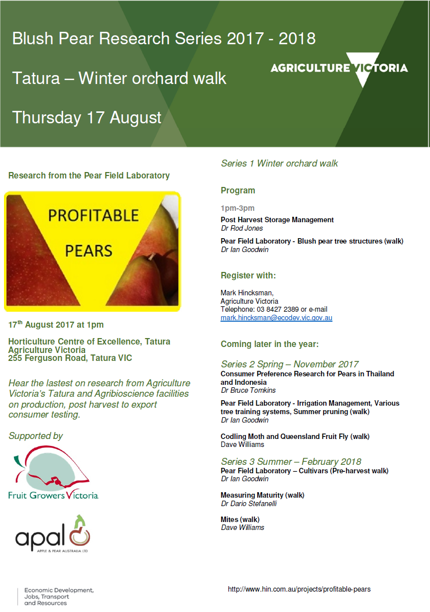 Blush Pear Winter Orchard Walk on Thursday 17 August!!