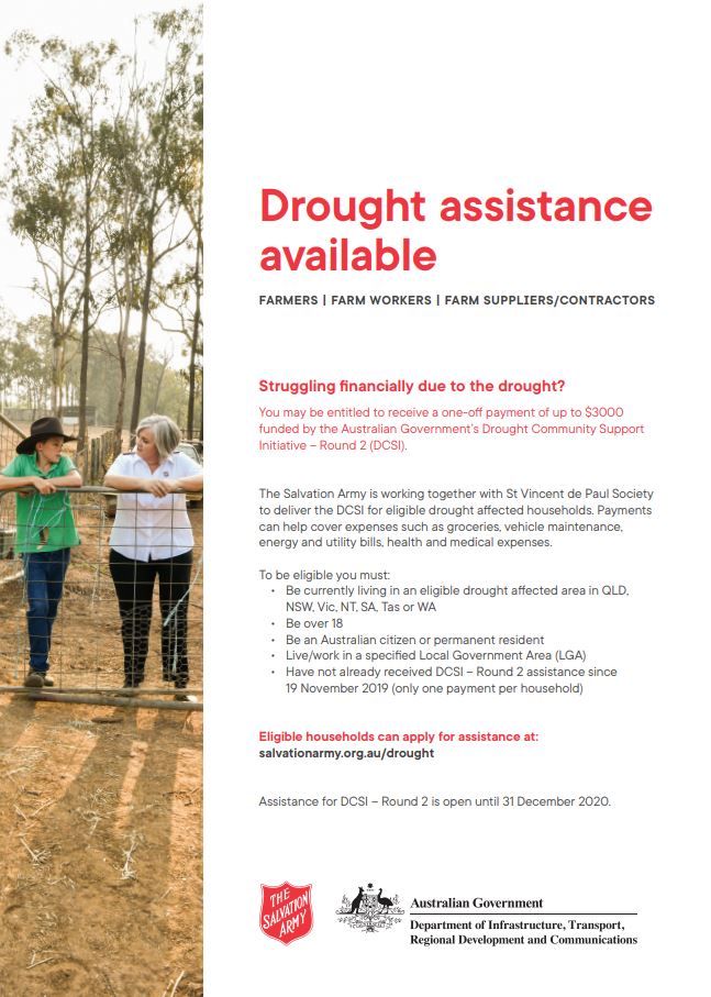 Drought Community Support Initiative assistance - Up to $3,000 tax free per eligible household