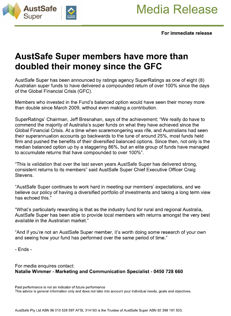 AustSafe Super members have more than doubled their money since the GFC