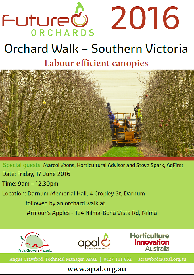 2016 Future Orchards - Southern Orchard Walk, 9.00am 17 June Darnum Memorial Hall