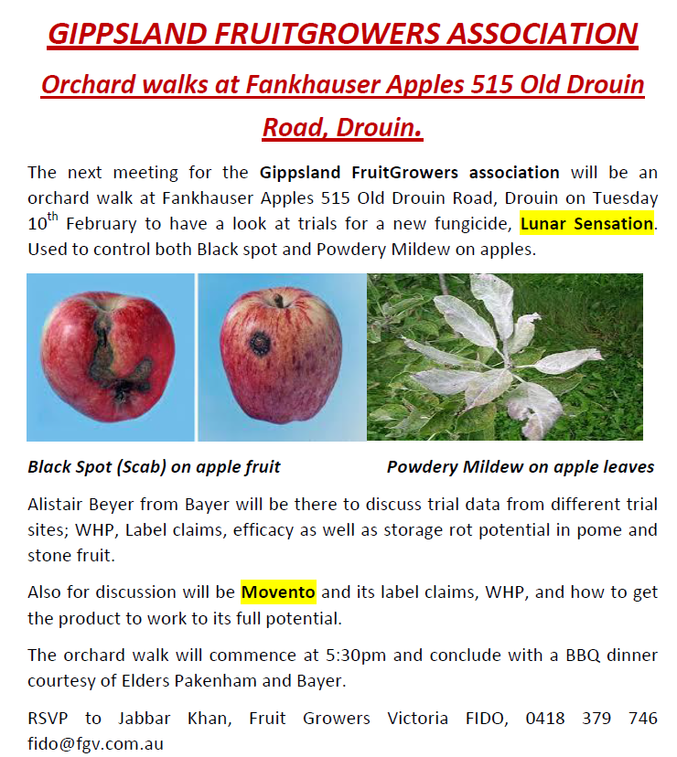 GIPPSLAND FRUITGROWERS ASSOCIATION - Orchard Walk 10 Feb 2015
