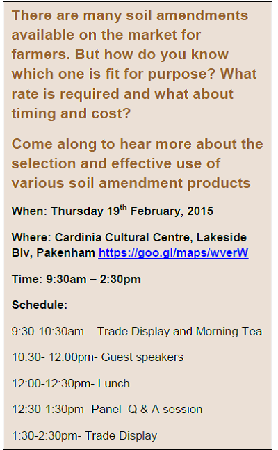 SOIL AMENDEMENT EXPO - 19 Feb 2015 at Pakenham