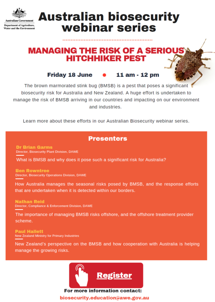 Webinar Series - Managing The Risk of Brown Mamorated Stink Bug, 18 June 2021